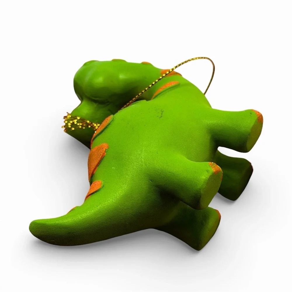 Pink T-Rex & Green Brontosaurus Dinosaur Christmas Tree Ornaments‎ - Lot of (2)